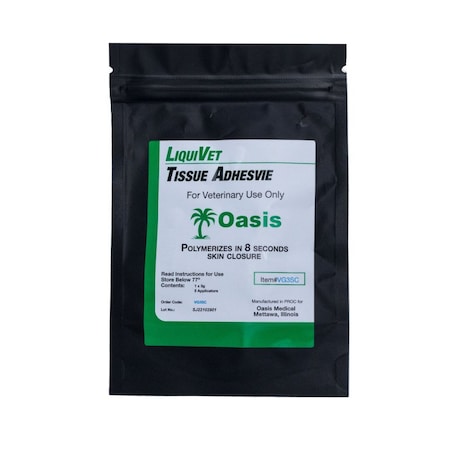 Oasis Liquivet Tissue Adhesive, 8 Seconds, Vet Use, Bottle, 3g, 6 Applicators VVG3SC